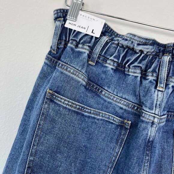 PacSun Seabreak Paperbag Waist High Rise Mom Jeans Tapered Leg Zip Fly NWT LARGE - Picture 6 of 11